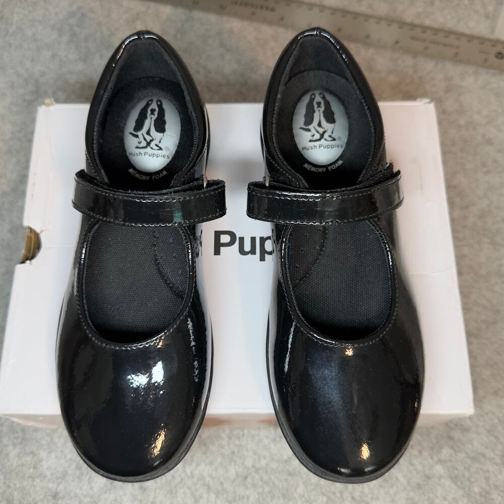 NIB Hush Puppies Lexi Girls 1.5W Black Patent Leather Mary Jane Shoes